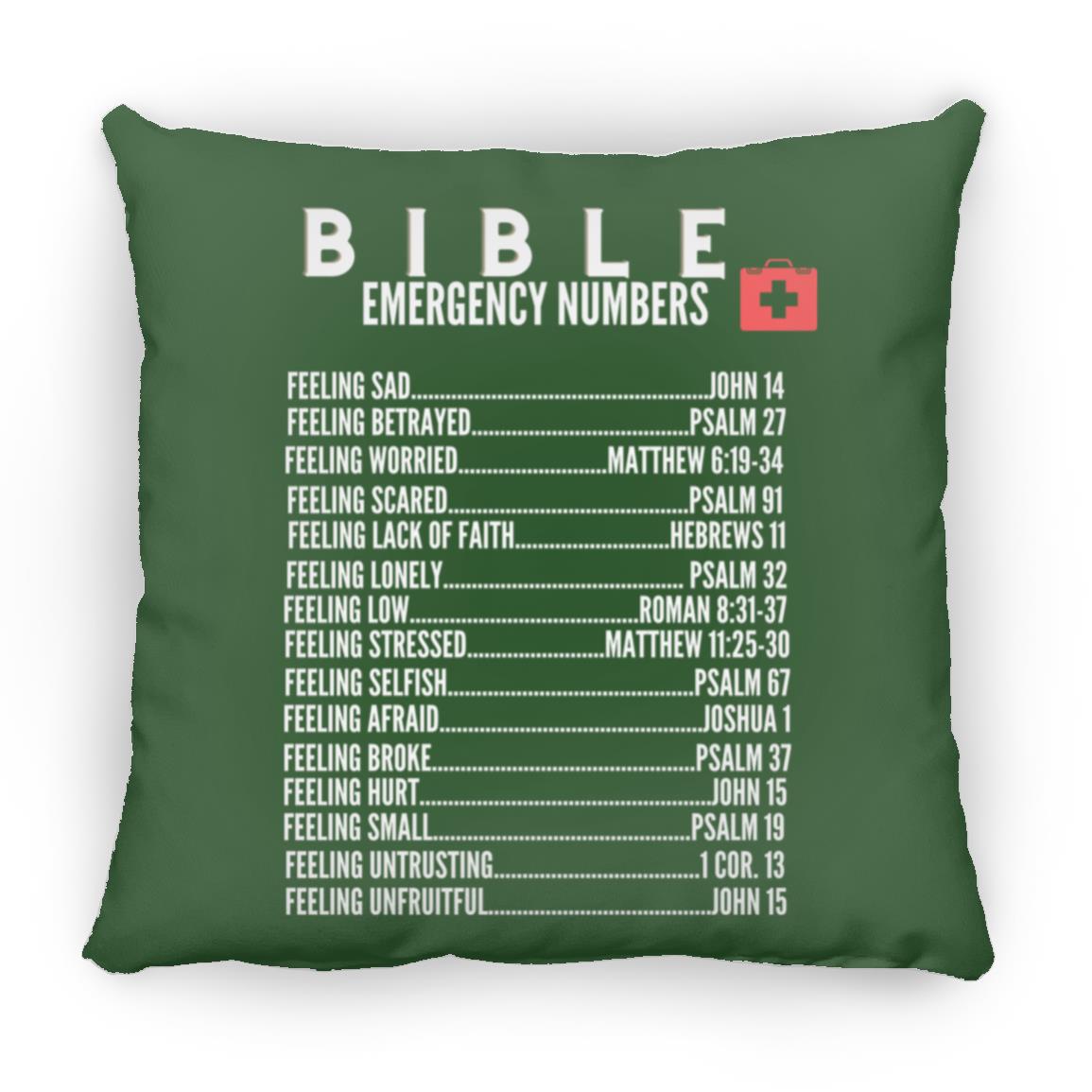 Emergency Bible Numbers Christian Pillow White