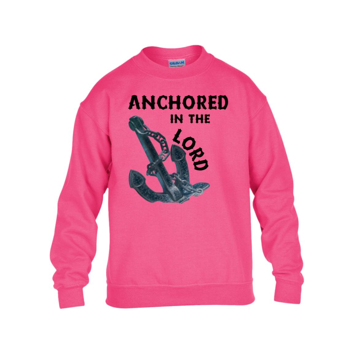 Anchored in the Lord Youth Crewneck Sweatshirt - Black