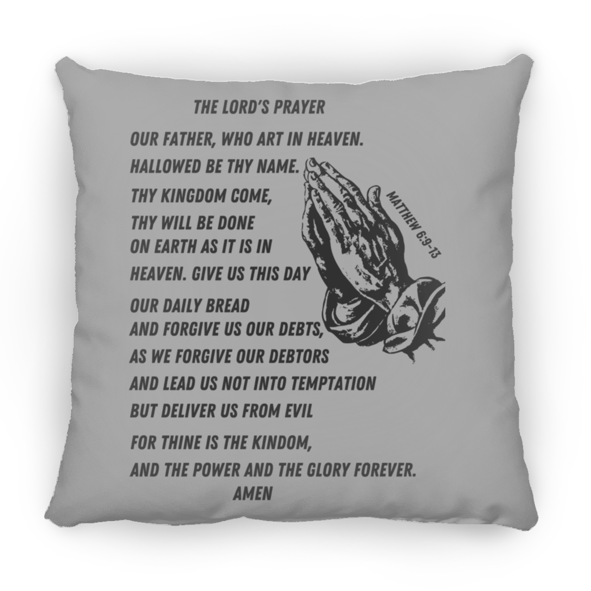 Lord's Prayer Black Pillow