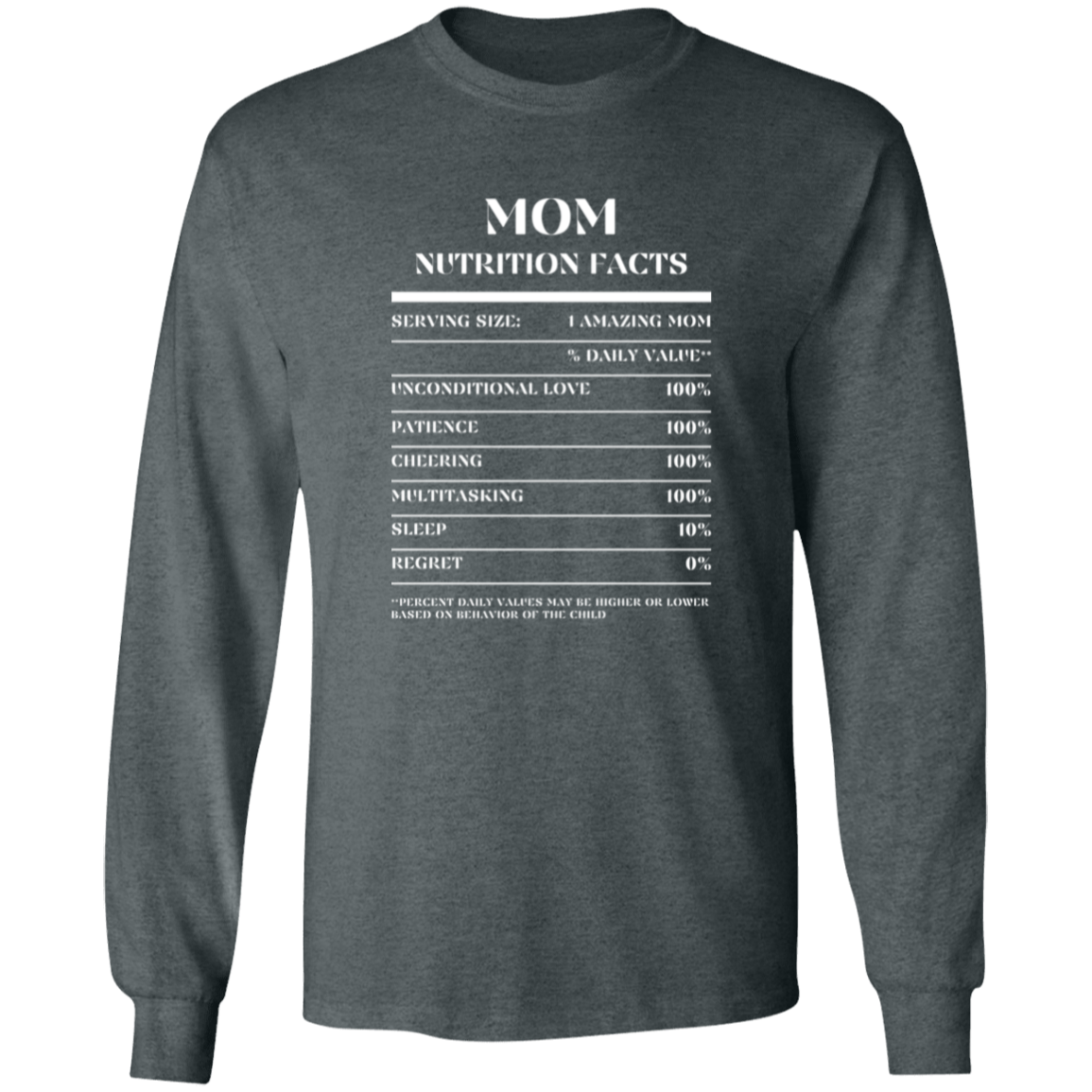 Nutrition Facts T-Shirt LS - Mom - White