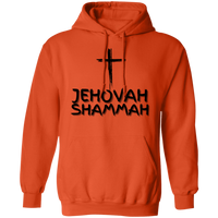 Jehovah Shammah Pullover Hoodie Front & Back - Black