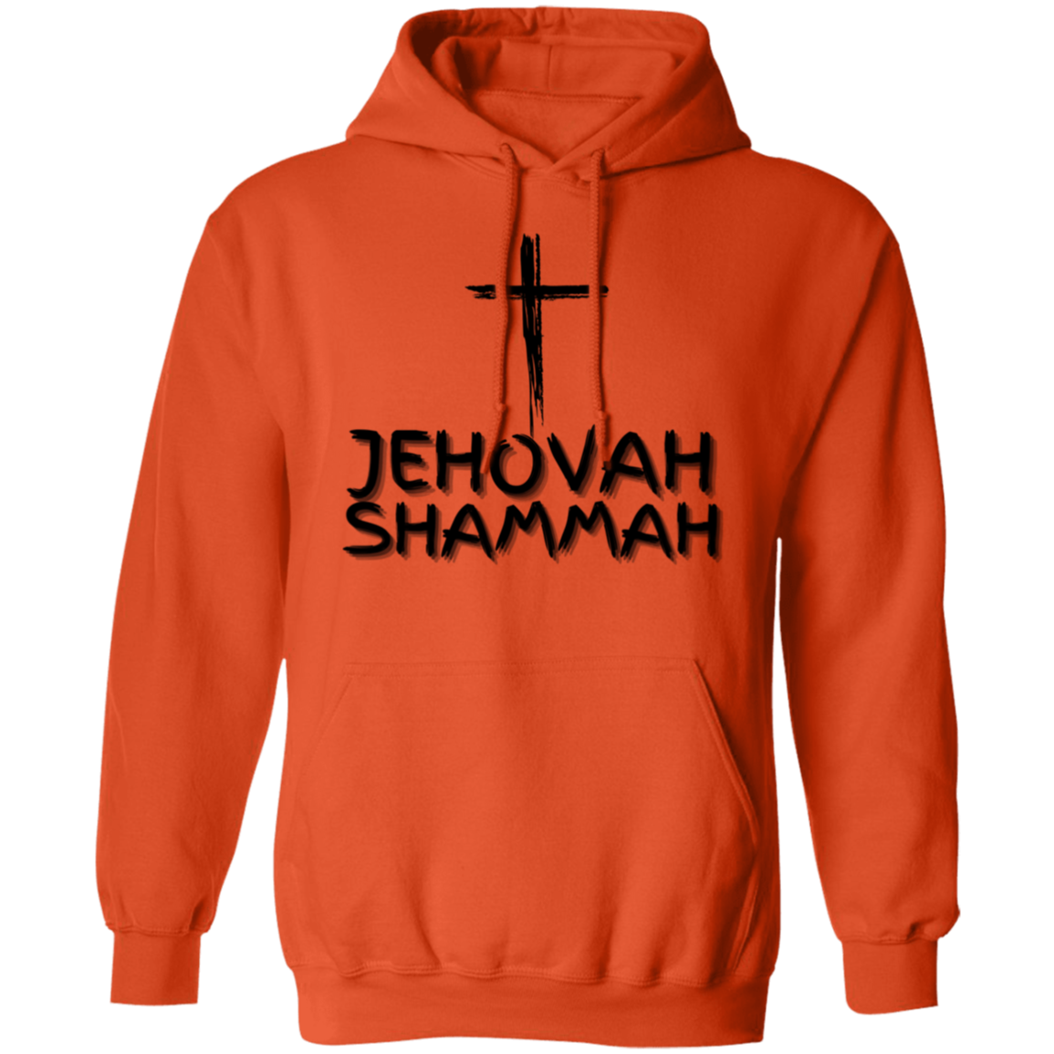 Jehovah Shammah Pullover Hoodie Front & Back - Black