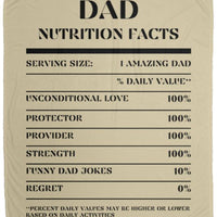 Nutrition Facts Dad Plush Fleece Blanket - Black
