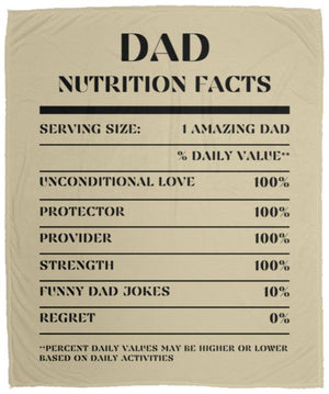 Nutrition Facts Dad Plush Fleece Blanket - Black