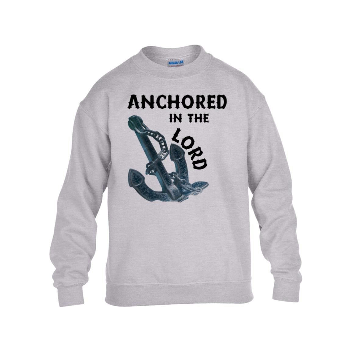 Anchored in the Lord Youth Crewneck Sweatshirt - Black