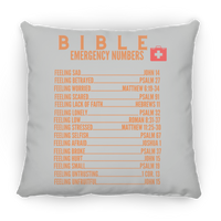 Emergency Bible Numbers Christian Pillow Orange