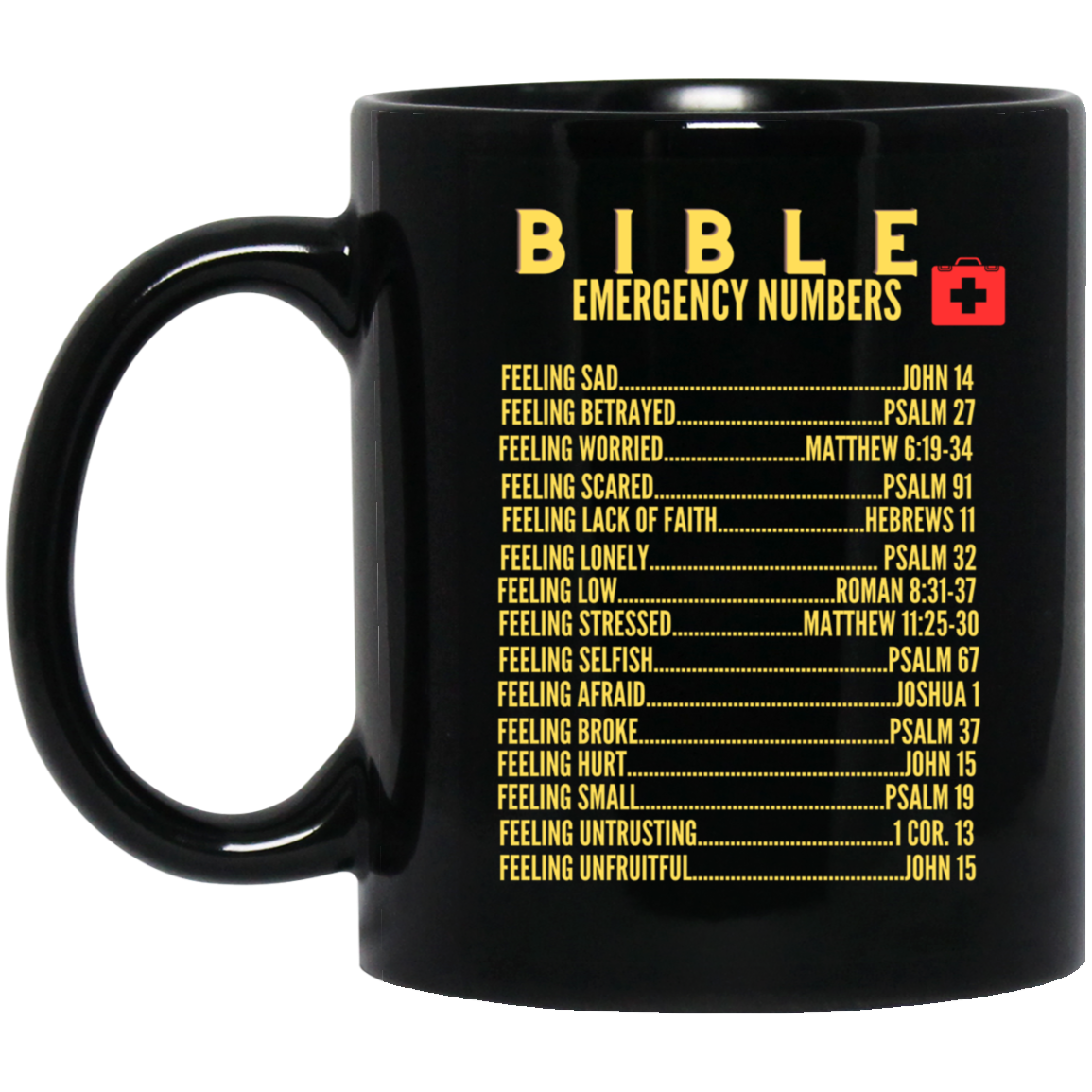 Emergency Bible Numbers Christian Mug Gold