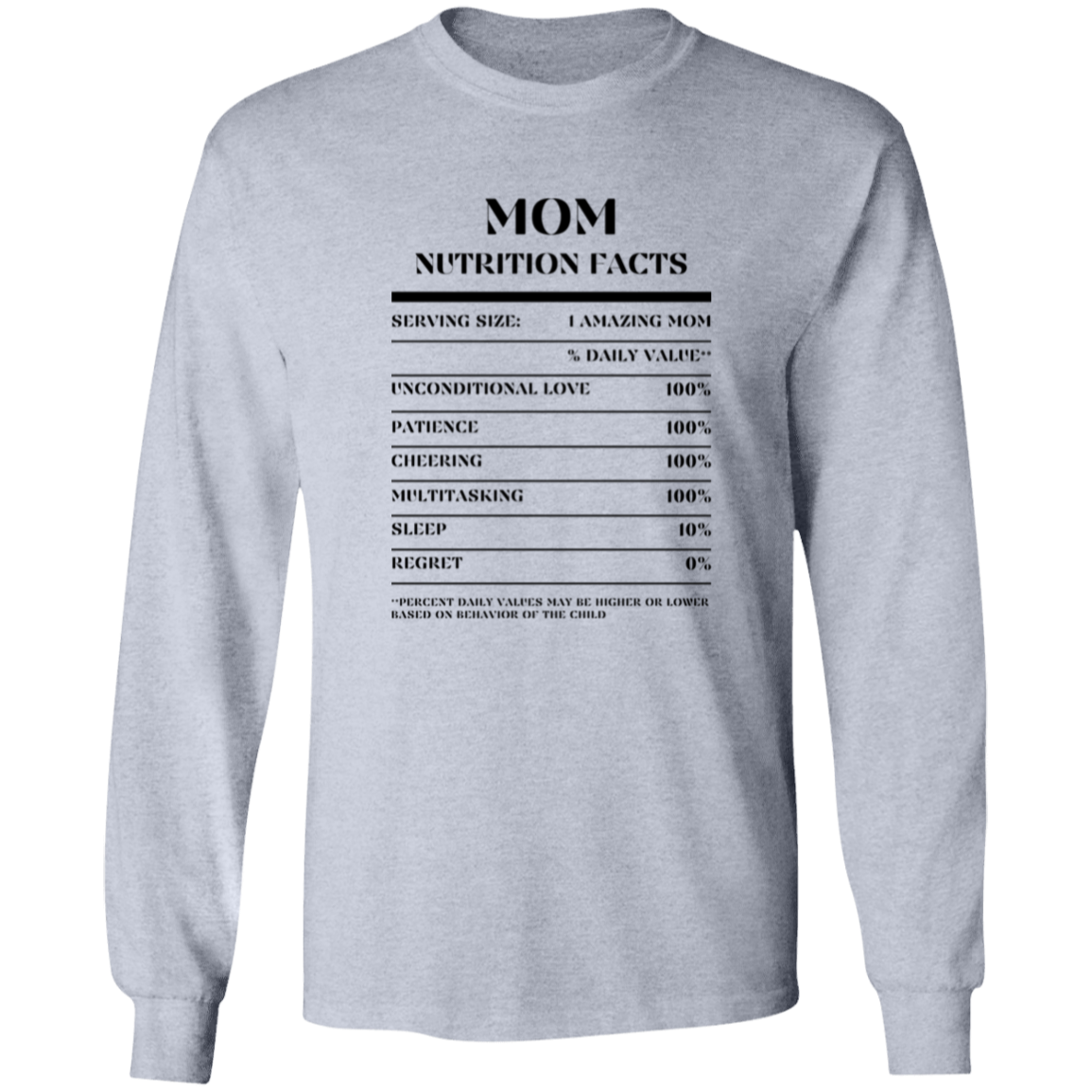 Nutrition Facts T-Shirt LS - Mom - Black