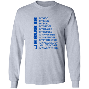 Jesus Is Christian T-Shirt - Long Sleeve Blue