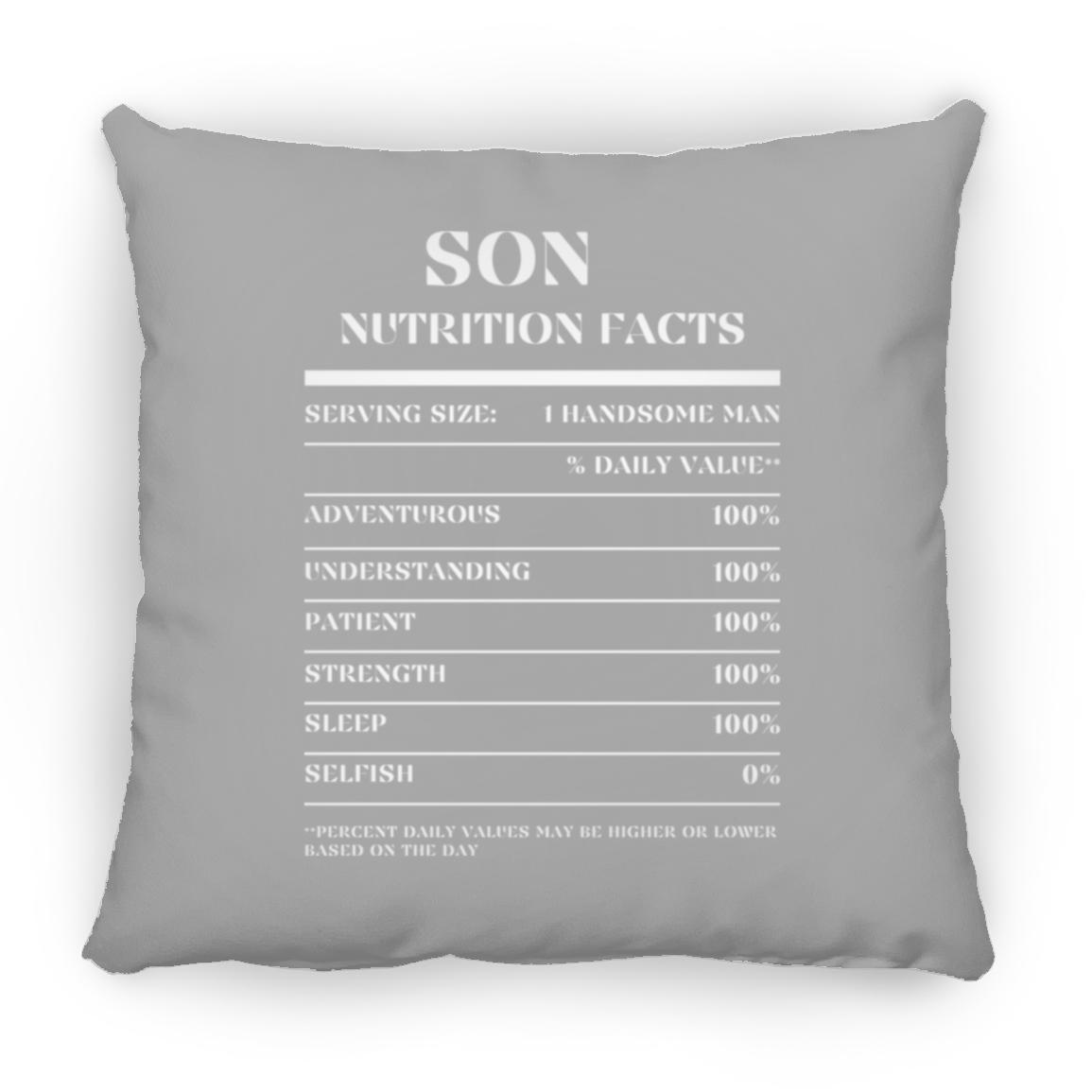 Nutrition Facts Pillow - Son - White