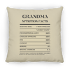 Nutrition Facts Pillow - Grandma - Black