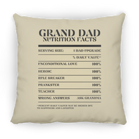 Nutrition Facts Pillow - Grand Dad - Black