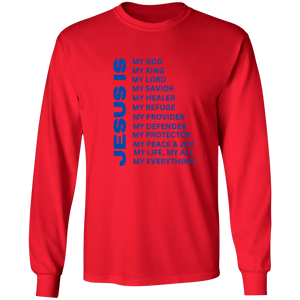 Jesus Is Christian T-Shirt - Long Sleeve Blue