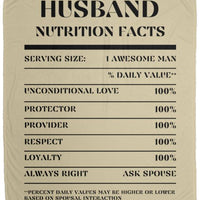 Nutrition Facts Husband Cozy Plush Fleece Blanket - Black