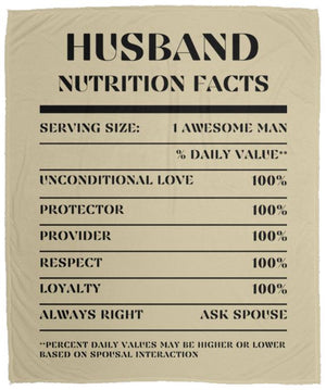 Nutrition Facts Husband Cozy Plush Fleece Blanket - Black