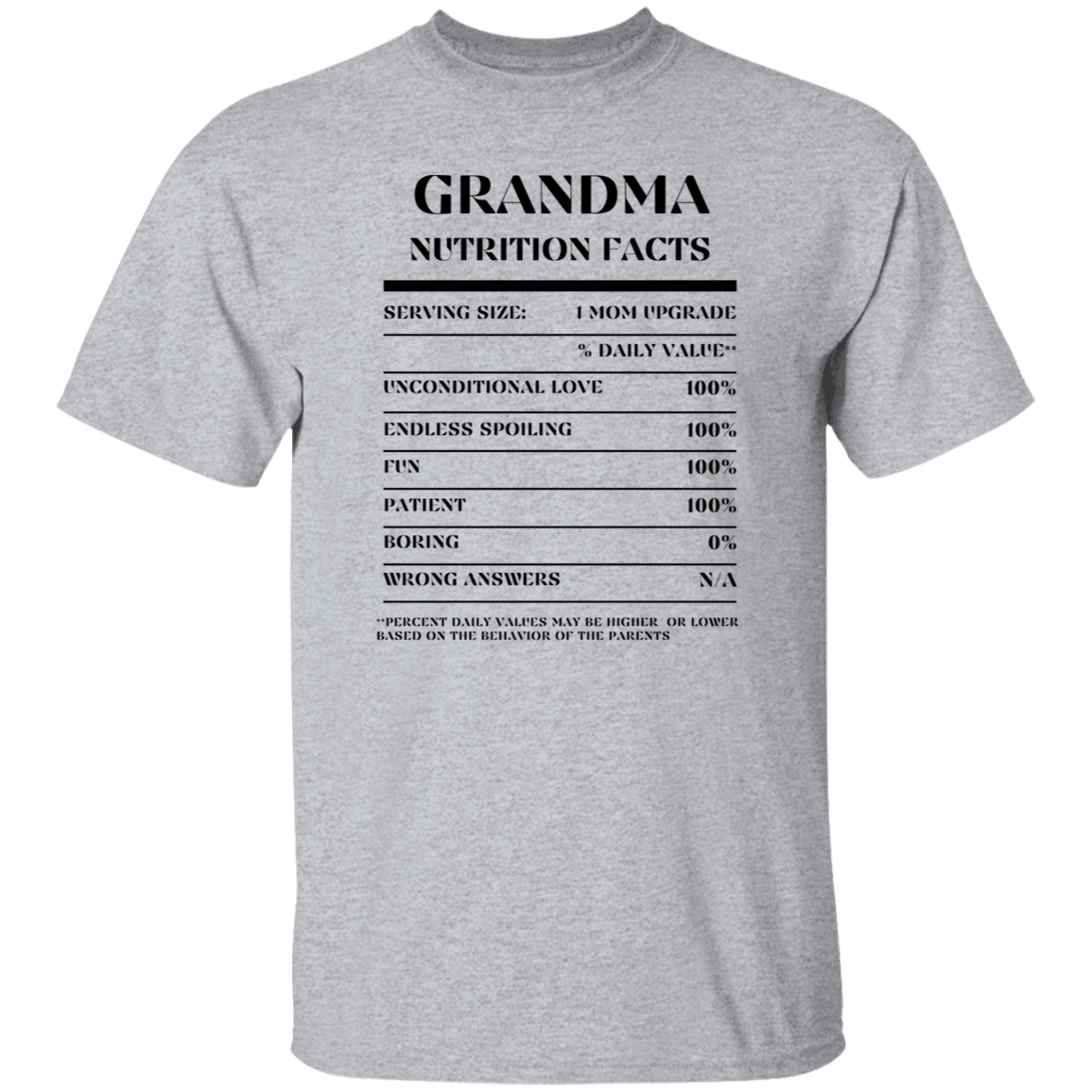 Nutrition Facts T-Shirt SS - Grandma - Black