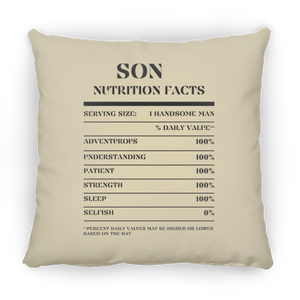 Nutrition Facts Pillow - Son - Black