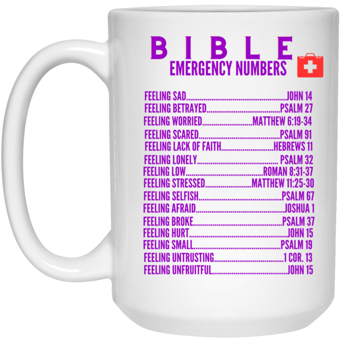 Emergency Bible Numbers Christian Mug Purple