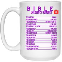 Emergency Bible Numbers Christian Mug Purple