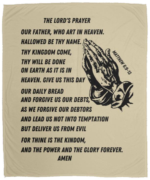 Lord's Prayer Cozy Plush Fleece Blanket - Black