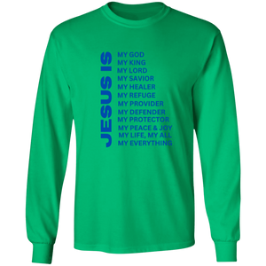 Jesus Is Christian T-Shirt - Long Sleeve Blue