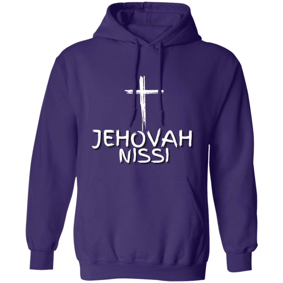 Jehovah Nissi Pullover Hoodie Front & Back - White