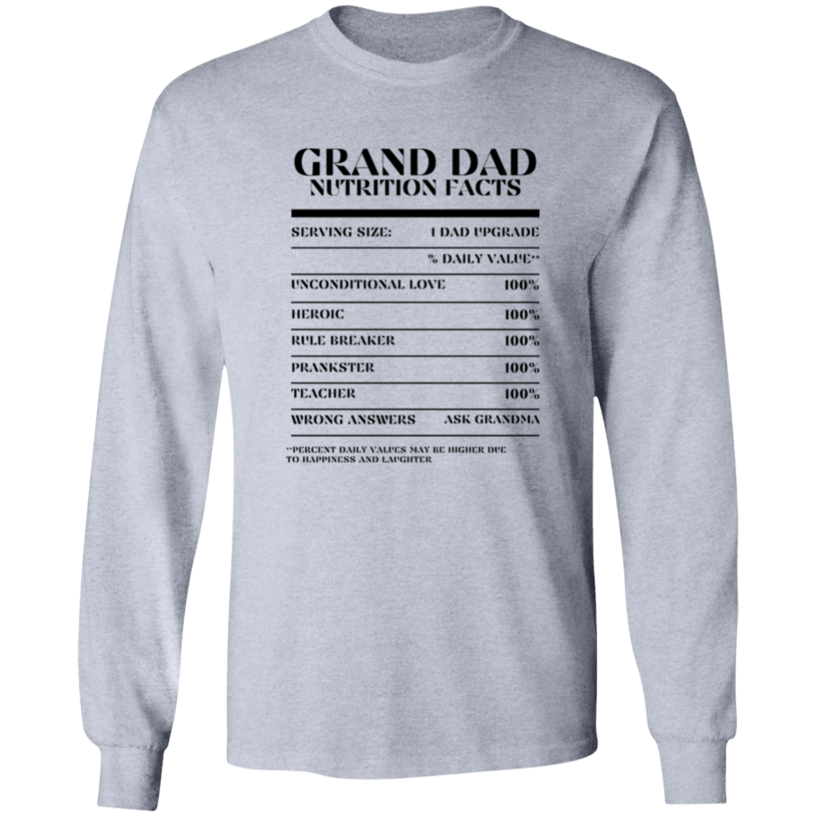 Nutrition Facts T-Shirt LS - Grand Dad - Black