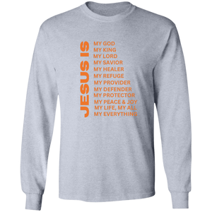 Jesus Is Christian T-Shirt - Long Sleeve Orange