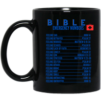 Emergency Bible Numbers Christian Mug Blue