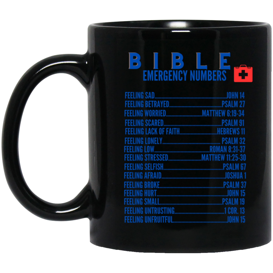 Emergency Bible Numbers Christian Mug Blue