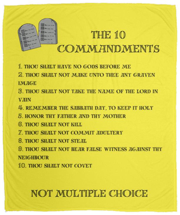 The 10 Commandments Cozy Plush Fleece Blanket - Black