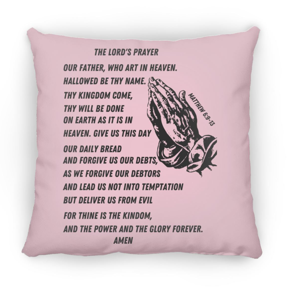 Lord's Prayer Black Pillow