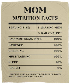 Nutrition Facts Mom Cozy Plush Fleece Blanket - Black