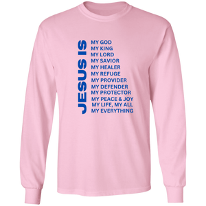 Jesus Is Christian T-Shirt - Long Sleeve Blue