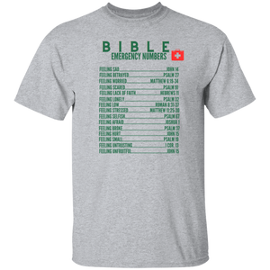 Emergency Bible Numbers Christian T-Shirt - Short Sleeve Green