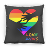 Love Wins Heart Square Pillow