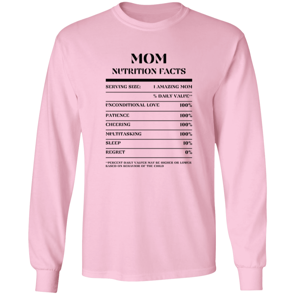 Nutrition Facts T-Shirt LS - Mom - Black