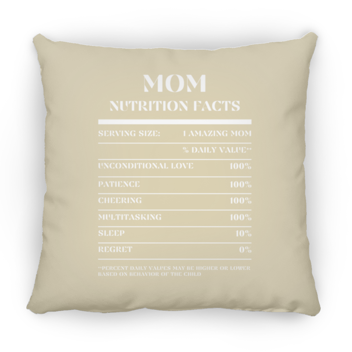 Nutrition Facts Pillow - Mom - White