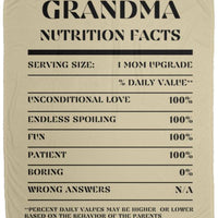 Nutrition Facts Grandma Cozy Plush Fleece Blanket - Black