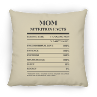 Nutrition Facts Pillow - Mom - Black