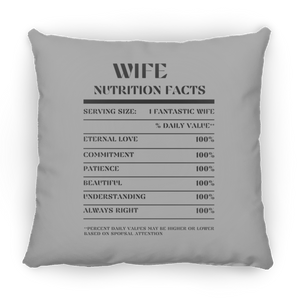 Nutrition Facts Pillow - Wife - Black