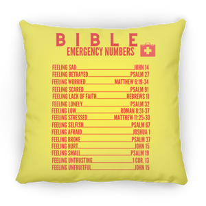 Emergency Bible Numbers Christian Pillow Red