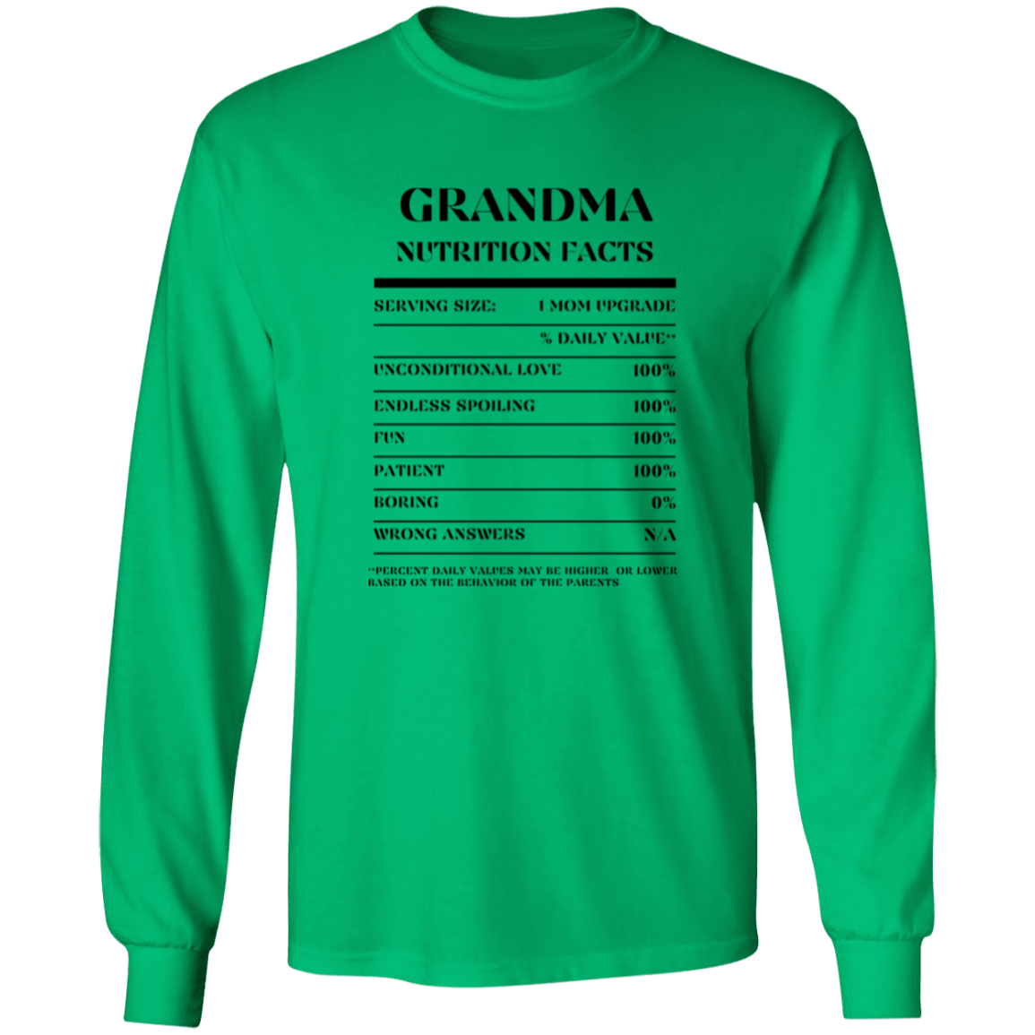 Nutrition Facts T-Shirt LS - Grandma - Black