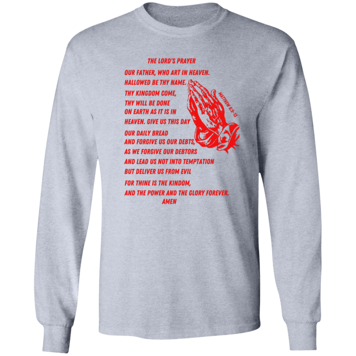 Lord's Prayer Long Sleeve T-shirt Red