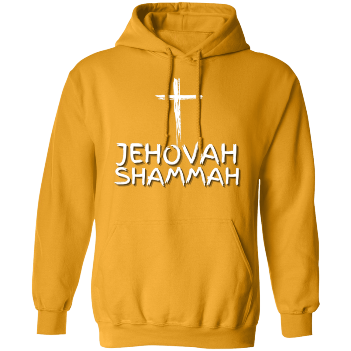 Jehovah Shammah Pullover Hoodie Front & Back - White