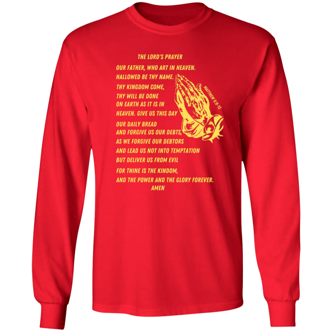 Lord's Prayer Long Sleeve T-shirt Gold