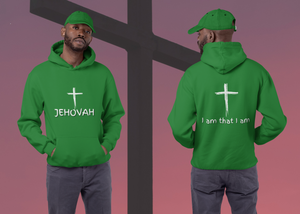 Jehovah Pullover Hoodie Front & Back - White