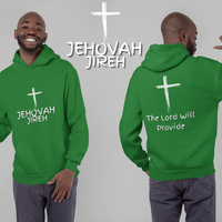 Jehovah Jireh Pullover Hoodie Front & Back - White
