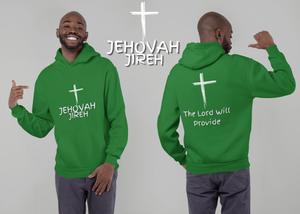 Jehovah Jireh Pullover Hoodie Front & Back - White