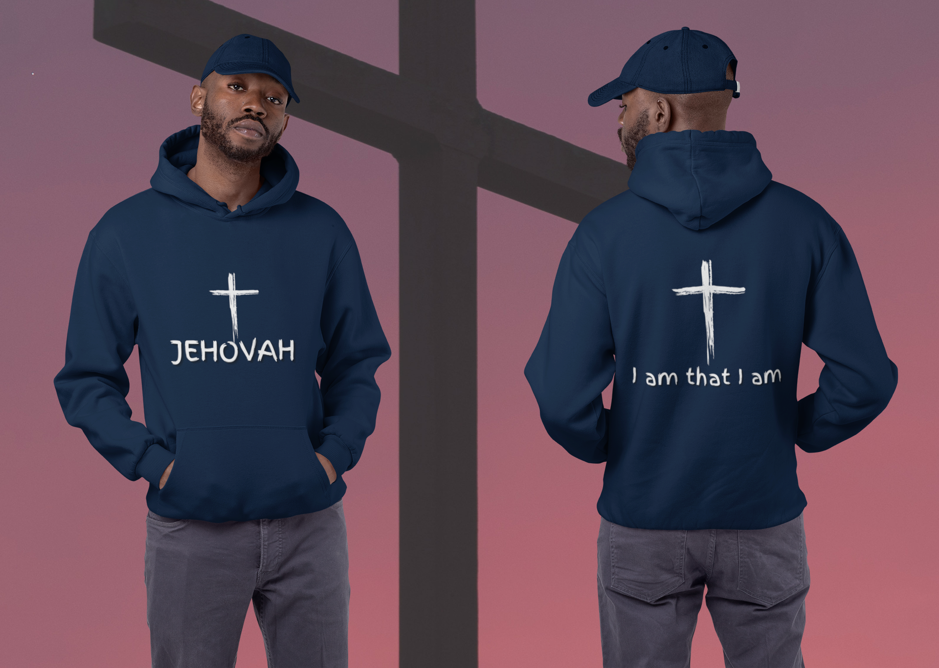 Jehovah Pullover Hoodie Front & Back - White